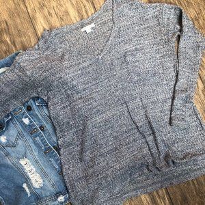 Grey and Blue Long Sleeve Shirt with a Pocket!